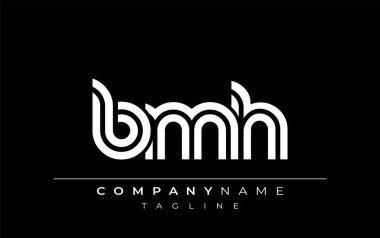 BMH Yaratıcı Eşsiz Modern Harf Logosu Tasarımı. Benzersiz bir harf dizaynına sahip stilize logo, soyut minimalist estetik ve modern cazibe sunar.