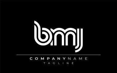 BMJ Yaratıcı Eşsiz Modern Harf Logosu Tasarımı. Benzersiz bir harf dizaynına sahip stilize logo, soyut minimalist estetik ve modern cazibe sunar.