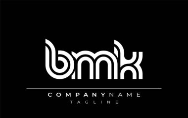 BMK Yaratıcı Eşsiz Modern Harf Logosu Tasarımı. Benzersiz bir harf dizaynına sahip stilize logo, soyut minimalist estetik ve modern cazibe sunar.