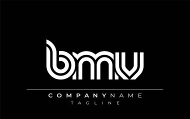 BMV Yaratıcı Eşsiz Modern Harf Logosu Tasarımı. Benzersiz bir harf dizaynına sahip stilize logo, soyut minimalist estetik ve modern cazibe sunar.