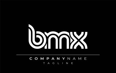 BMX Yaratıcı Eşsiz Modern Harf Logosu Tasarımı. Benzersiz bir harf dizaynına sahip stilize logo, soyut minimalist estetik ve modern cazibe sunar.
