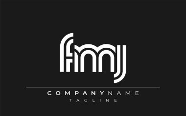 FMJ Yaratıcı Eşsiz Modern Harf Logosu Tasarımı. Benzersiz bir harf dizaynına sahip stilize logo, soyut minimalist estetik ve modern cazibe sunar.