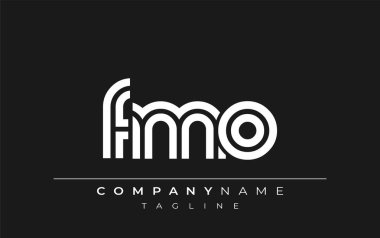 FMO Yaratıcı Eşsiz Modern Harf Logosu Tasarımı. Benzersiz bir harf dizaynına sahip stilize logo, soyut minimalist estetik ve modern cazibe sunar.