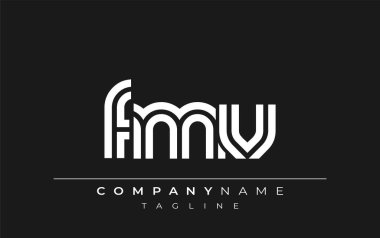 FMV Yaratıcı Eşsiz Modern Harf Logosu Tasarımı. Benzersiz bir harf dizaynına sahip stilize logo, soyut minimalist estetik ve modern cazibe sunar.