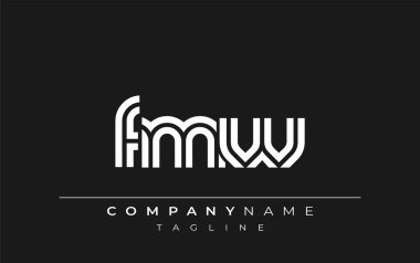 FMW Yaratıcı Eşsiz Modern Harf Logosu Tasarımı. Benzersiz bir harf dizaynına sahip stilize logo, soyut minimalist estetik ve modern cazibe sunar.