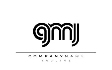 GMJ Yaratıcı Eşsiz Modern Harf Logosu Tasarımı. Benzersiz bir harf dizaynına sahip stilize logo, soyut minimalist estetik ve modern cazibe sunar.