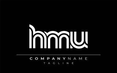 HMU Yaratıcı Eşsiz Modern Harf Logosu Tasarımı. Benzersiz bir harf dizaynına sahip stilize logo, soyut minimalist estetik ve modern cazibe sunar.
