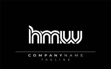 HMW Yaratıcı Eşsiz Modern Harf Logosu Tasarımı. Benzersiz bir harf dizaynına sahip stilize logo, soyut minimalist estetik ve modern cazibe sunar.