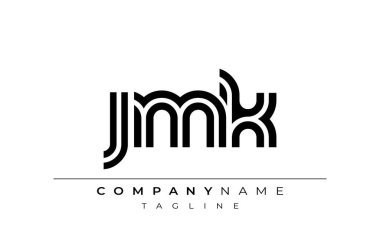 JMK Yaratıcı Eşsiz Modern Harf Logosu Tasarımı. Benzersiz bir harf dizaynına sahip stilize logo, soyut minimalist estetik ve modern cazibe sunar.