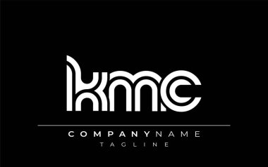 KMC Yaratıcı Eşsiz Modern Harf Logosu Tasarımı. Benzersiz bir harf dizaynına sahip stilize logo, soyut minimalist estetik ve modern cazibe sunar.