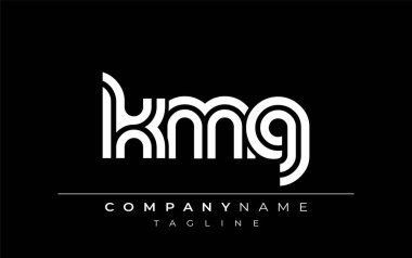 KMG Yaratıcı Eşsiz Modern Harf Logosu Tasarımı. Benzersiz bir harf dizaynına sahip stilize logo, soyut minimalist estetik ve modern cazibe sunar.