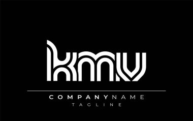 KMV Yaratıcı Eşsiz Modern Harf Logosu Tasarımı. Benzersiz bir harf dizaynına sahip stilize logo, soyut minimalist estetik ve modern cazibe sunar.