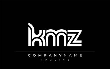 KMZ Yaratıcı Eşsiz Modern Harf Logosu Tasarımı. Benzersiz bir harf dizaynına sahip stilize logo, soyut minimalist estetik ve modern cazibe sunar.