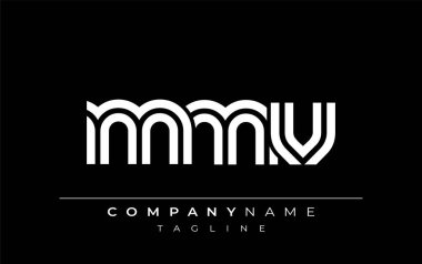 MMV Yaratıcı Eşsiz Modern Harf Logosu Tasarımı. Benzersiz bir harf dizaynına sahip stilize logo, soyut minimalist estetik ve modern cazibe sunar.