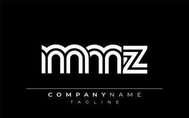 MMZ Yaratıcı Eşsiz Modern Harf Logosu Tasarımı. Benzersiz bir harf dizaynına sahip stilize logo, soyut minimalist estetik ve modern cazibe sunar.