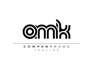 OMK Yaratıcı Eşsiz Modern Harf Logosu Tasarımı. Benzersiz bir harf dizaynına sahip stilize logo, soyut minimalist estetik ve modern cazibe sunar.