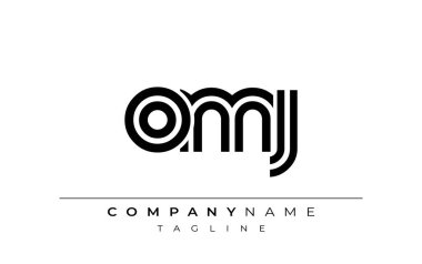 OMJ Yaratıcı Eşsiz Modern Harf Logosu Tasarımı. Benzersiz bir harf dizaynına sahip stilize logo, soyut minimalist estetik ve modern cazibe sunar.