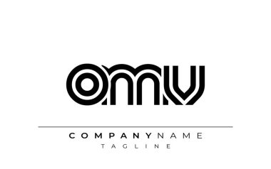 OMV Yaratıcı Eşsiz Modern Harf Logosu Tasarımı. Benzersiz bir harf dizaynına sahip stilize logo, soyut minimalist estetik ve modern cazibe sunar.