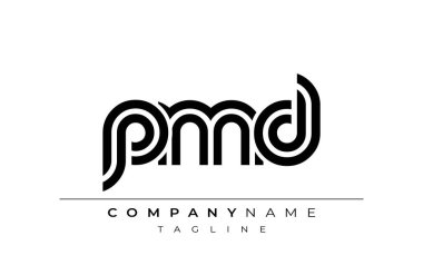 PMD Yaratıcı Eşsiz Modern Harf Logosu Tasarımı. Benzersiz bir harf dizaynına sahip stilize logo, soyut minimalist estetik ve modern cazibe sunar.