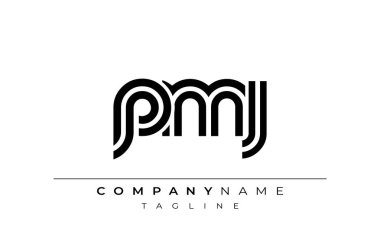PMJ Yaratıcı Eşsiz Modern Harf Logosu Tasarımı. Benzersiz bir harf dizaynına sahip stilize logo, soyut minimalist estetik ve modern cazibe sunar.