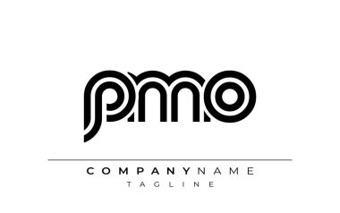 PMO Yaratıcı Eşsiz Modern Harf Logosu Tasarımı. Benzersiz bir harf dizaynına sahip stilize logo, soyut minimalist estetik ve modern cazibe sunar.