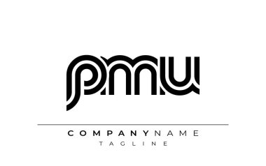 PMU Yaratıcı Eşsiz Modern Harf Logosu Tasarımı. Benzersiz bir harf dizaynına sahip stilize logo, soyut minimalist estetik ve modern cazibe sunar.