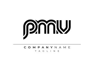 PMV Yaratıcı Eşsiz Modern Harf Logosu Tasarımı. Benzersiz bir harf dizaynına sahip stilize logo, soyut minimalist estetik ve modern cazibe sunar.