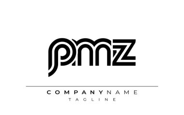 PMZ Yaratıcı Eşsiz Modern Harf Logosu Tasarımı. Benzersiz bir harf dizaynına sahip stilize logo, soyut minimalist estetik ve modern cazibe sunar.