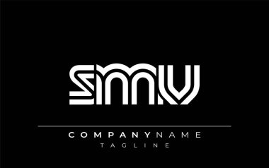 SMV Yaratıcı Eşsiz Modern Harf Logosu Tasarımı. Benzersiz bir harf dizaynına sahip stilize logo, soyut minimalist estetik ve modern cazibe sunar.