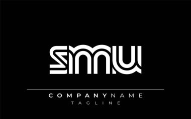 SMU Yaratıcı Eşsiz Modern Harf Logosu Tasarımı. Benzersiz bir harf dizaynına sahip stilize logo, soyut minimalist estetik ve modern cazibe sunar.