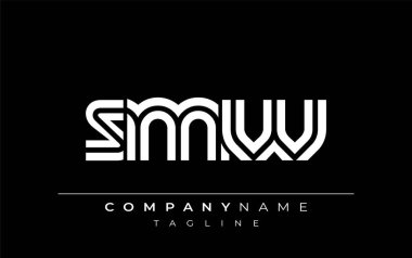 SMW Yaratıcı Eşsiz Modern Harf Logosu Tasarımı. Benzersiz bir harf dizaynına sahip stilize logo, soyut minimalist estetik ve modern cazibe sunar.