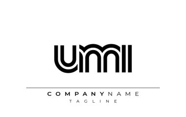UMI Yaratıcı Eşsiz Modern Harf Logosu Tasarımı. Benzersiz bir harf dizaynına sahip stilize logo, soyut minimalist estetik ve modern cazibe sunar.