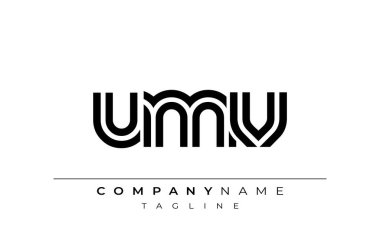 UMV Yaratıcı Eşsiz Modern Harf Logosu Tasarımı. Benzersiz bir harf dizaynına sahip stilize logo, soyut minimalist estetik ve modern cazibe sunar.