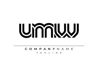 UMW Yaratıcı Eşsiz Modern Harf Logosu Tasarımı. Benzersiz bir harf dizaynına sahip stilize logo, soyut minimalist estetik ve modern cazibe sunar.