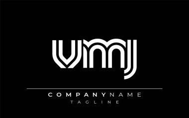 VMJ Yaratıcı Eşsiz Modern Harf Logosu Tasarımı. Benzersiz bir harf dizaynına sahip stilize logo, soyut minimalist estetik ve modern cazibe sunar.