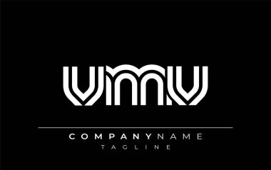 VMV Yaratıcı Eşsiz Modern Harf Logosu Tasarımı. Benzersiz bir harf dizaynına sahip stilize logo, soyut minimalist estetik ve modern cazibe sunar.
