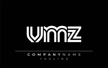 VMZ Yaratıcı Eşsiz Modern Harf Logosu Tasarımı. Benzersiz bir harf dizaynına sahip stilize logo, soyut minimalist estetik ve modern cazibe sunar.