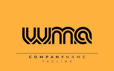 WMA Yaratıcı Eşsiz Modern Harf Logosu Tasarımı. Benzersiz bir harf dizaynına sahip stilize logo, soyut minimalist estetik ve modern cazibe sunar.