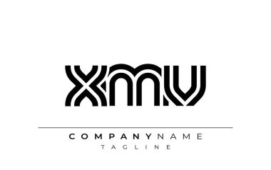 XMV Yaratıcı Eşsiz Modern Harf Logosu Tasarımı. Benzersiz bir harf dizaynına sahip stilize logo, soyut minimalist estetik ve modern cazibe sunar.