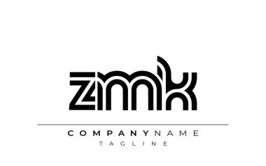 ZMK Yaratıcı Eşsiz Modern Harf Logosu Tasarımı. Benzersiz bir harf dizaynına sahip stilize logo, soyut minimalist estetik ve modern cazibe sunar.