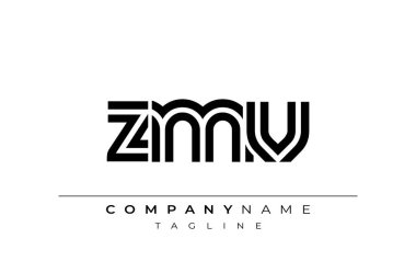 ZMV Yaratıcı Eşsiz Modern Harf Logosu Tasarımı. Benzersiz bir harf dizaynına sahip stilize logo, soyut minimalist estetik ve modern cazibe sunar.