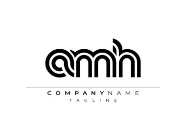 AMH Yaratıcı Eşsiz Modern Harf Logosu Tasarımı. Benzersiz bir harf dizaynına sahip stilize logo, soyut minimalist estetik ve modern cazibe sunar.