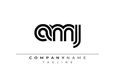 AMJ Yaratıcı Eşsiz Modern Harf Logosu Tasarımı. Benzersiz bir harf dizaynına sahip stilize logo, soyut minimalist estetik ve modern cazibe sunar.