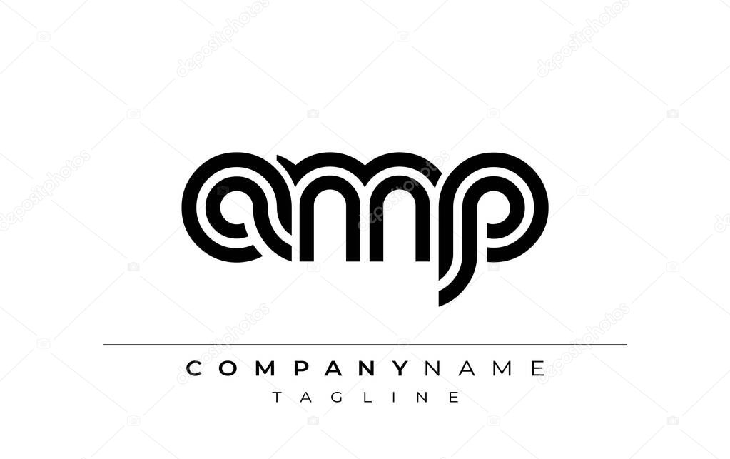 AMP Creative Unique Modern Letter Logo Design. Stylized logo featuring a unique letter design, presenting abstract minimalist aesthetics and modern appeal.