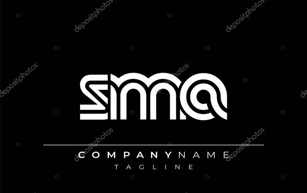 SMA Creative Unique Modern Letter Logo Design. Stylized logo featuring a unique letter design, presenting abstract minimalist aesthetics and modern appeal.
