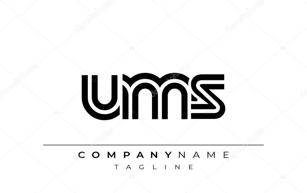 UMS Creative Unique Modern Letter Logo Design. Stylized logo featuring a unique letter design, presenting abstract minimalist aesthetics and modern appeal.
