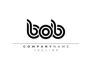 BOB Yaratıcı Eşsiz Modern Harf Logosu Tasarımı. Benzersiz bir harf dizaynına sahip stilize logo, soyut minimalist estetik ve modern cazibe sunar.