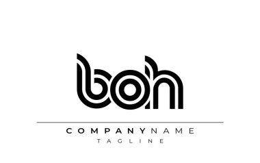 BOH Yaratıcı Eşsiz Modern Harf Logosu Tasarımı. Benzersiz bir harf dizaynına sahip stilize logo, soyut minimalist estetik ve modern cazibe sunar.