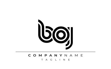 BOJ Yaratıcı Eşsiz Modern Harf Logosu Tasarımı. Benzersiz bir harf dizaynına sahip stilize logo, soyut minimalist estetik ve modern cazibe sunar.