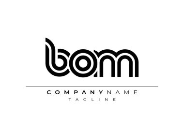 BOM Yaratıcı Eşsiz Modern Harf Logosu Tasarımı. Benzersiz bir harf dizaynına sahip stilize logo, soyut minimalist estetik ve modern cazibe sunar.